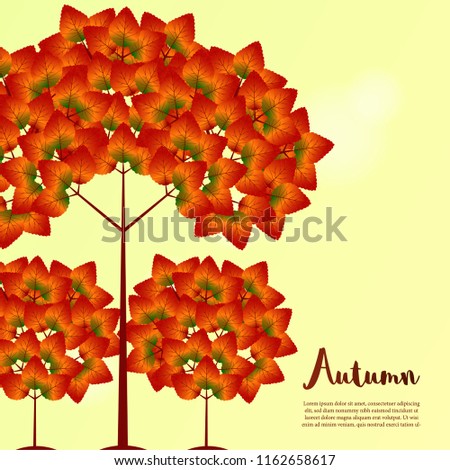 big tree autumn leaves fall season with yellow background. sale offer template. poster web template. vector illustration