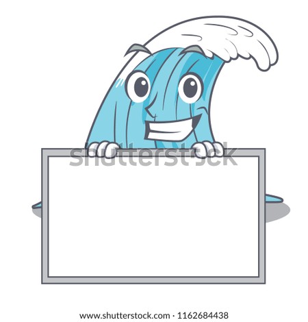 Grinning with board wave character cartoon style