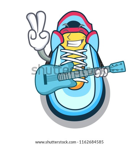 With guitar cartoon sneaker with rubber toe