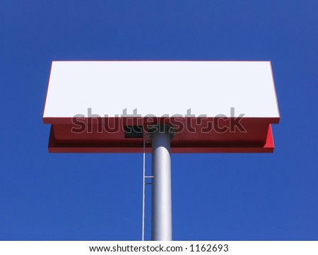 Large white blank billboard over blue sky