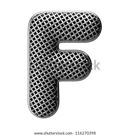 Letter F from round microphone style alphabet. There is a clipping path