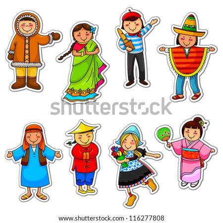 kids in different traditional costumes (vector available in my gallery)