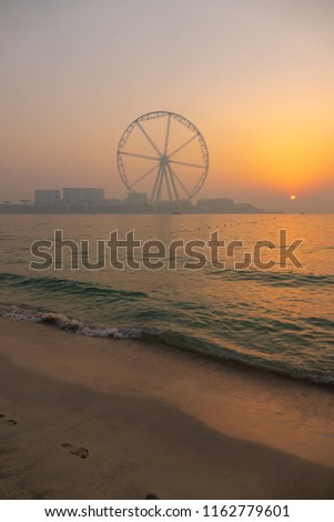 Dubai eye view at sunset