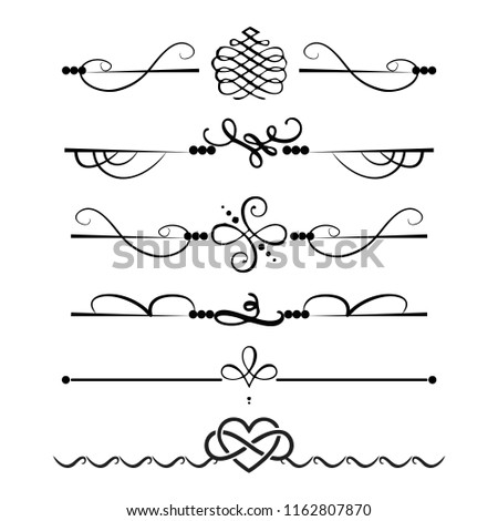  Decorative monograms and calligraphic borders. Template signage, logos, labels, stickers, cards. Graphic design page. Classic design elements for wedding invitations
