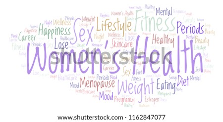 Word cloud with text Women's Health on a white background.