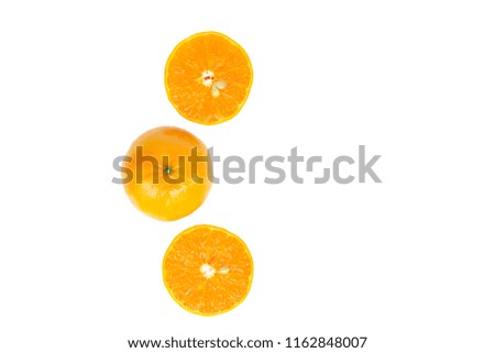Top view mandarin orange isolated on white background