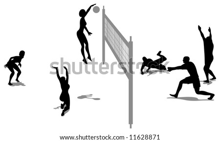 volleyball game silhouette vector