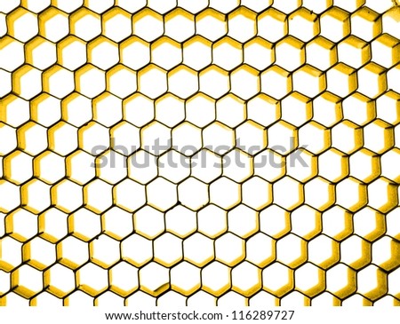 A honeycomb background image over a white background