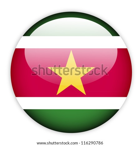 Suriname flag button on white