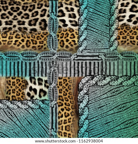  Knitwear Fabric Texture and leopard background