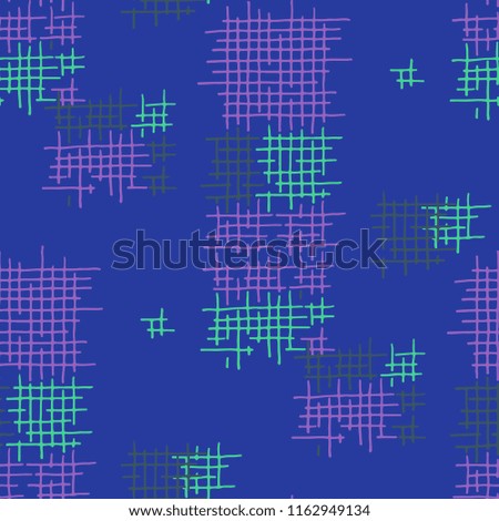 Grunge Seamless Mesh. Abstract Pattern. Retro Hand Drawn Texture with Shabby Crossing Lines. Colorful Vector Pattern for Wallpaper, Cotton, Textile. Abstract Seamless Pattern.