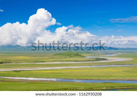 Sichuan Aba Tangkuoergai Grassland Jiuqu Yellow River First Bay