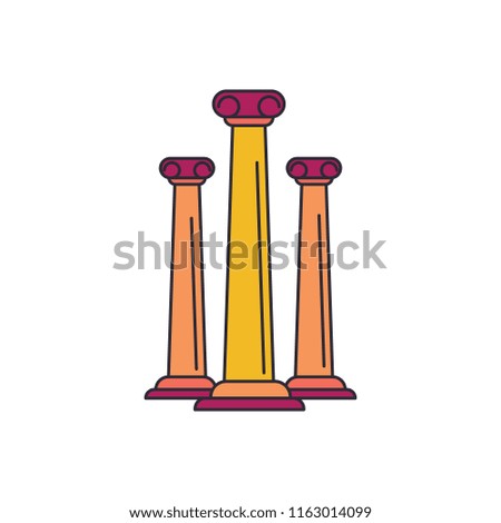 Ancient columns icon, cartoon style