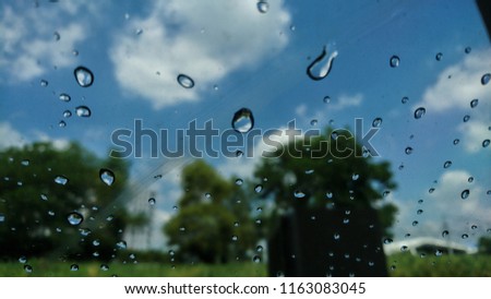 Looking through the window of the rainy season, soft and select focus
