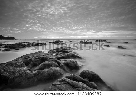 black and white photography of sky and sea. Sabah, Malaysia 
