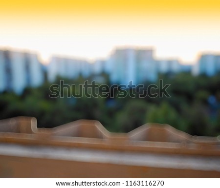 Sunset on roof in suburbs bokeh background