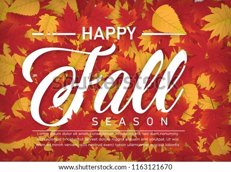 happy fall autumn season background template design with maple leafs vector eps 10