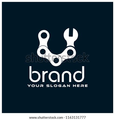 Letter U, Logo Letter U with chain and wrench. logo formed by chain and wrench