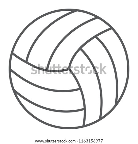 Volleyball thin line icon, game and sport, ball sign, vector graphics, a linear pattern on a white background, eps 10.