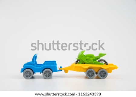 Multicolored plastic toy car.  