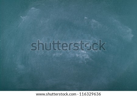 Blank green chalkboard (blackboard) with high detailed texture of dust after cleaning.