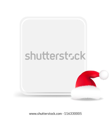 Santa Hat With Blank Gift Tag, Isolated On White Background