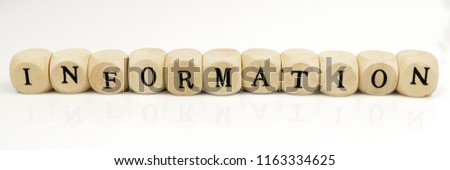 The word information in wooden cubes