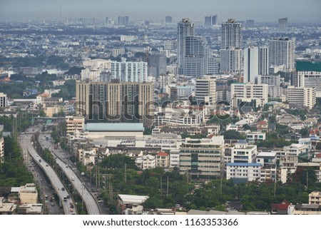 scenic of cityscape in the morning with building and road