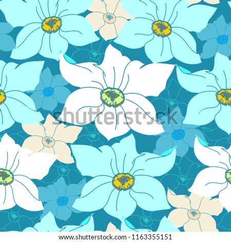 Seamless pattern with flowers. Hand drawn floral background.