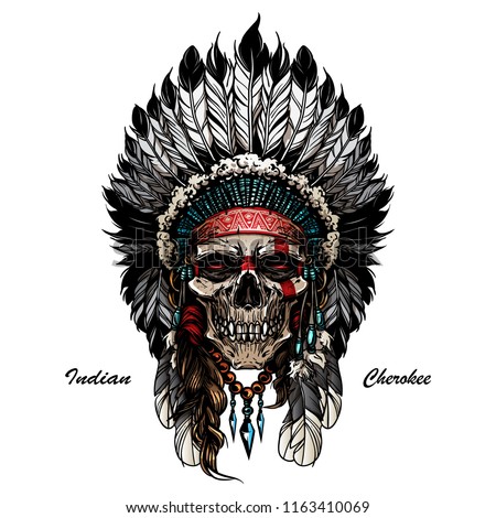 illustration of indian skull warrior