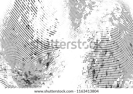 Abstract monochrome grungy radial halftone pattern.  Vector illustration with dots. Grunge frame. Modern urban distress background
