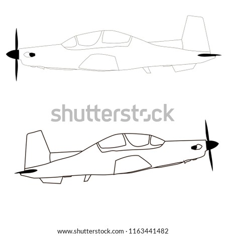 airplane icon, black and white vector, coloring