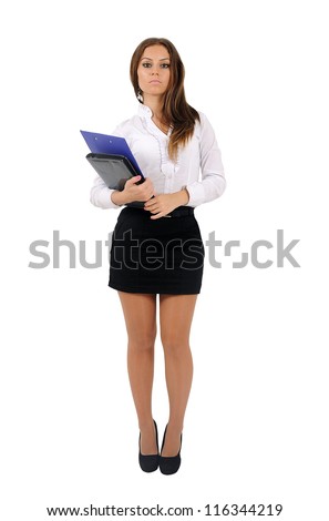 Isolated young business woman