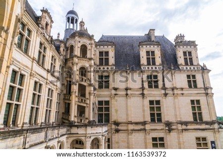 Facade of the The Château de Chambord at the Loire Valley, France.