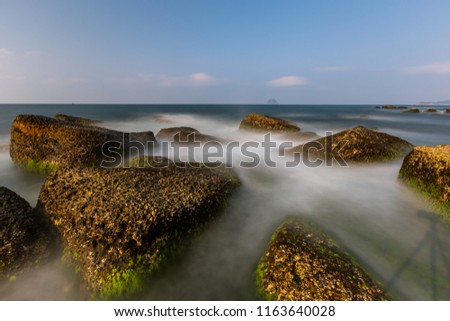 sea Morning sea and sunset and Long Shutter Speed Exposure in Taiwan sea