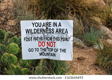 You Are In A Wilderness Area Sign