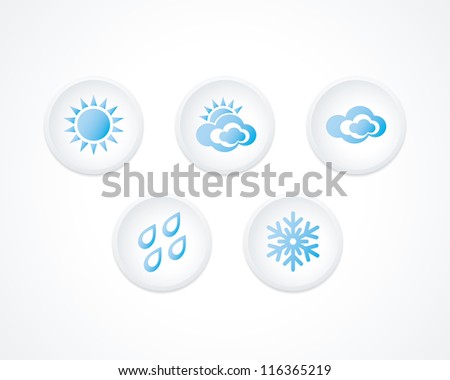 3d Button With Weather Icons Set. Vector Illustration.
