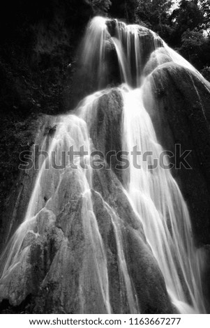 The black and white photography of the waterfall in North of Thailand. 
