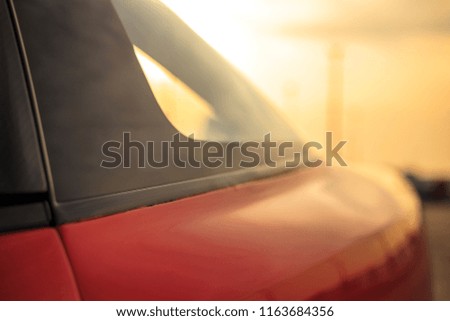 The picture of blur car isolated with twilight background.