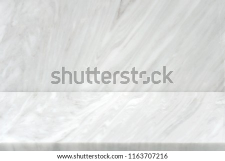White Marble product stand, Marbling floor background top view for display your packaging or mockup design template.