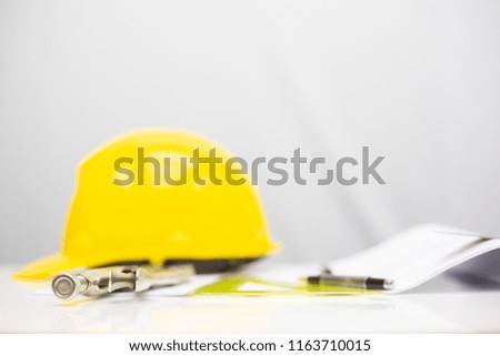 Architect desk ,Business,engineering concept,construction site, soft focus, vintage tone, working with blueprints in the office
