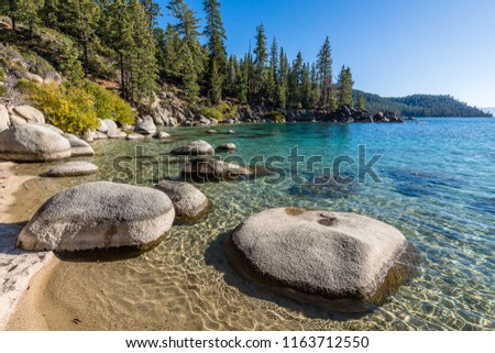 The Shoreline of Lake Tahoe Royalty-Free Stock Photo #1163712550