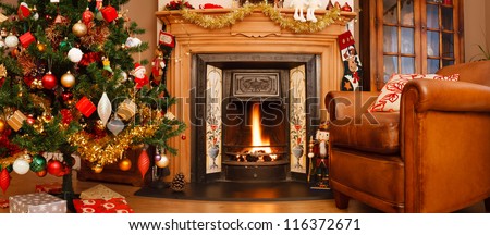 Christmas interior panorama Royalty-Free Stock Photo #116372671