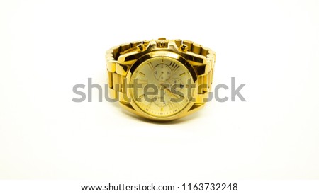 Gold watch isolated on white background.