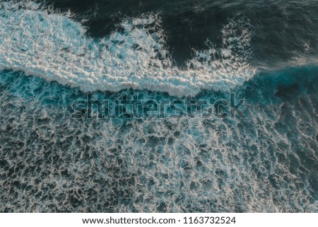 Top view of the raging ocean in Bali