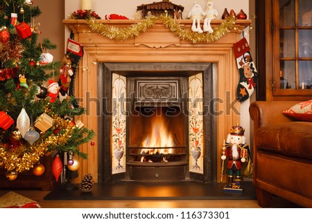 Christmas fireplace Royalty-Free Stock Photo #116373301