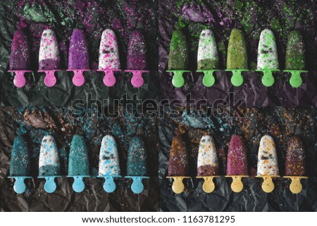 Colourful ice cream on the black background