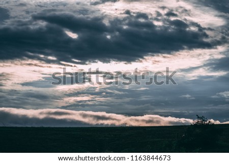 View of the clouds over the hills during the storm in Monsoon at Wankaner, Guajrat, India