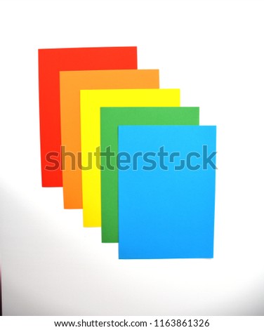 colored a4 sheets on white background blue color
