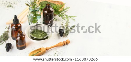 Alternative medicine concept. Herbal medicine and homeopathy Royalty-Free Stock Photo #1163873266
